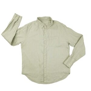 Alex Crane Playa Linen Button Up Shirt Men Large Light Green Quiet Luxury